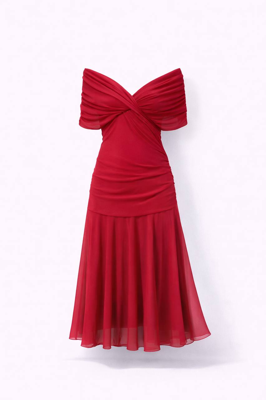 Chiffon Wrap Maxi Dress – Elegant V-Neck Dress with Relaxed Flowing Fit