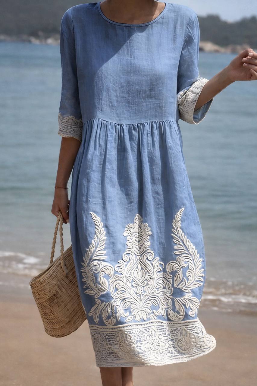 Women's Boho Embroidered Maxi Dress
