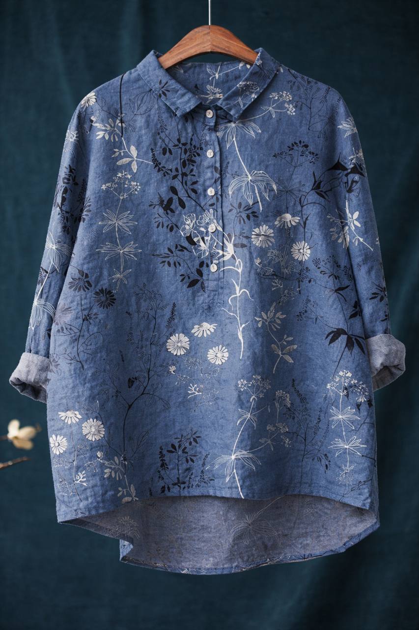 Women's Oversized Linen Long Sleeve Shirt