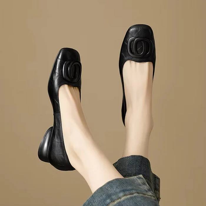 Women's Leather Low Heel Comfort Ballet Flats