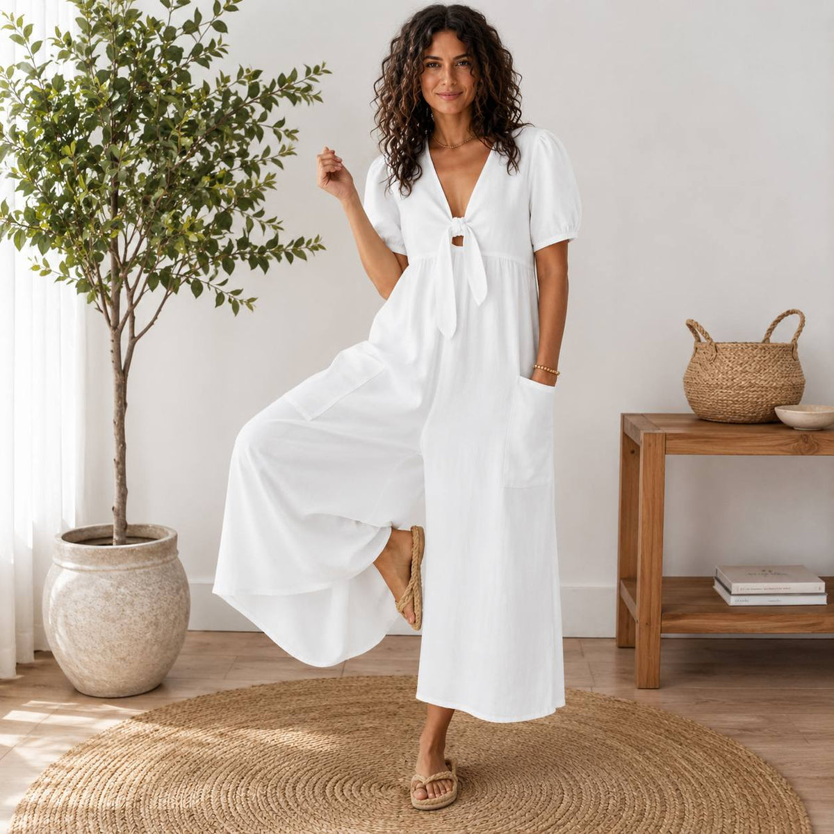 Women's Denim Wide Leg Jumpsuit