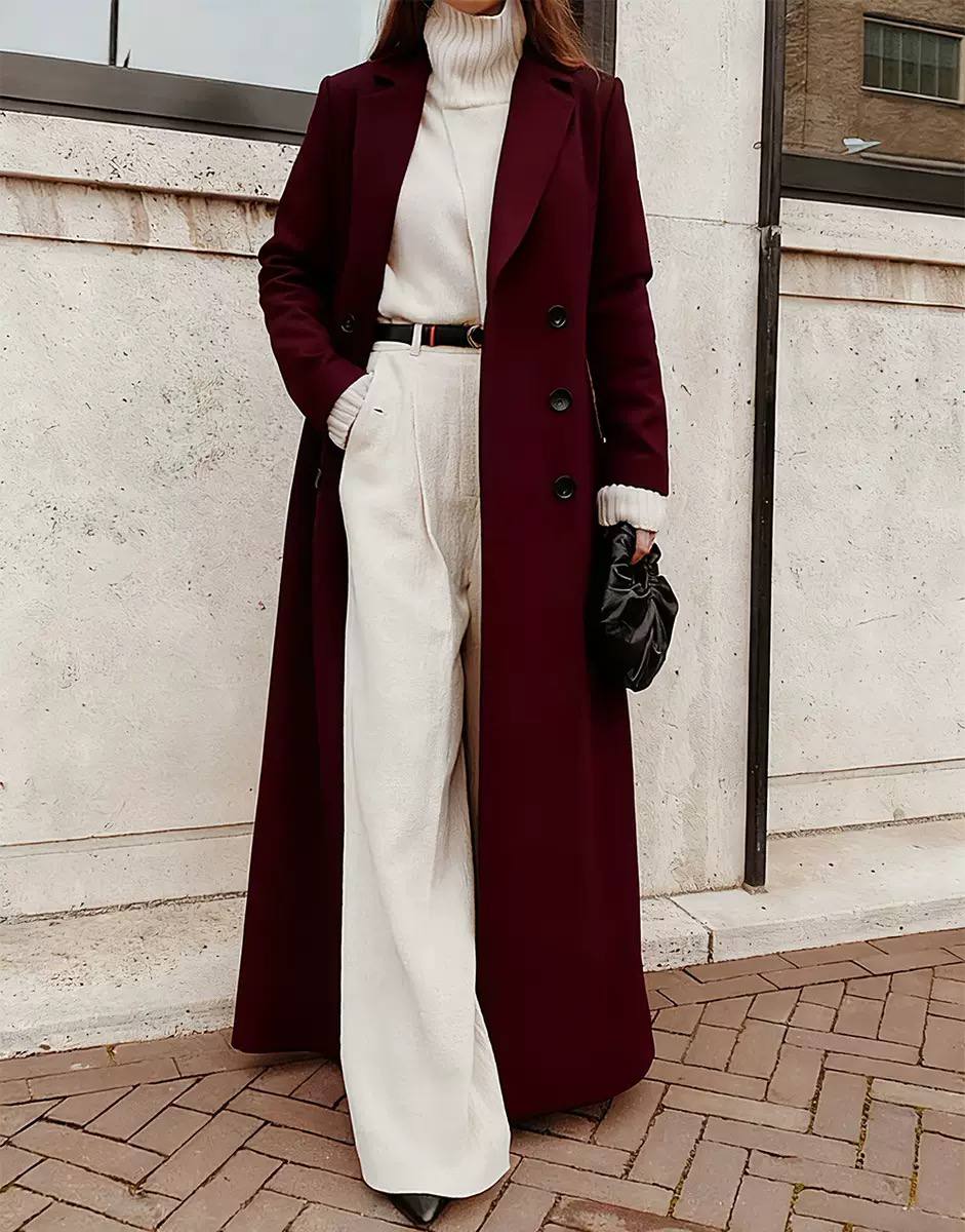 Women's Double Breasted Long Wool Coat