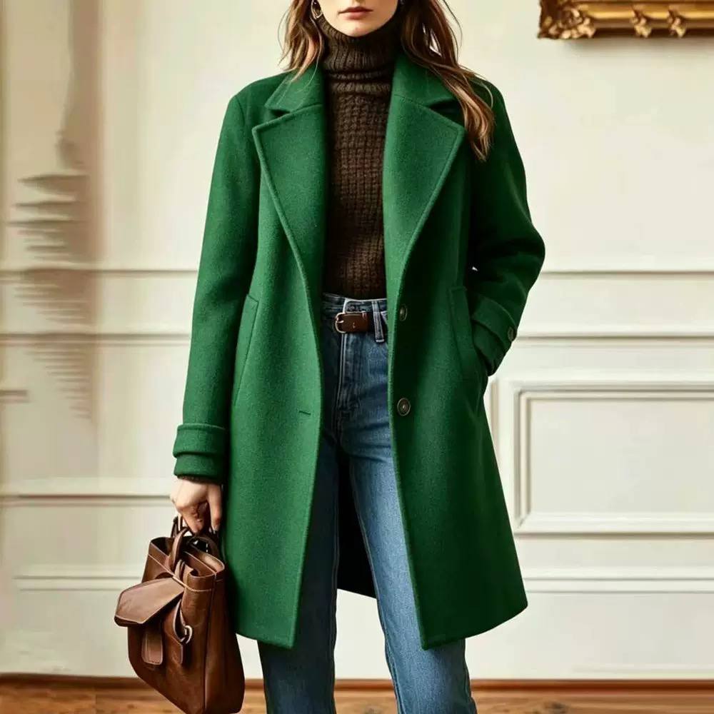 Longline Double-Breasted Wool Coat – Classic Tailored Fit