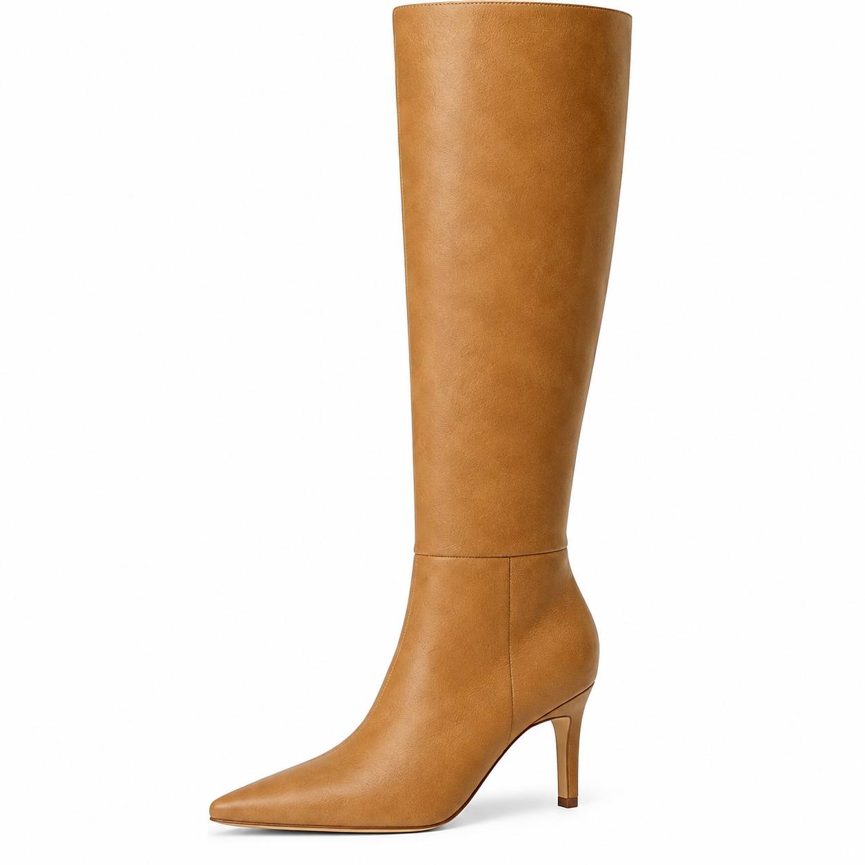 Knee-High Heeled Boots – Pointed-Toe Slim-Fit Boots