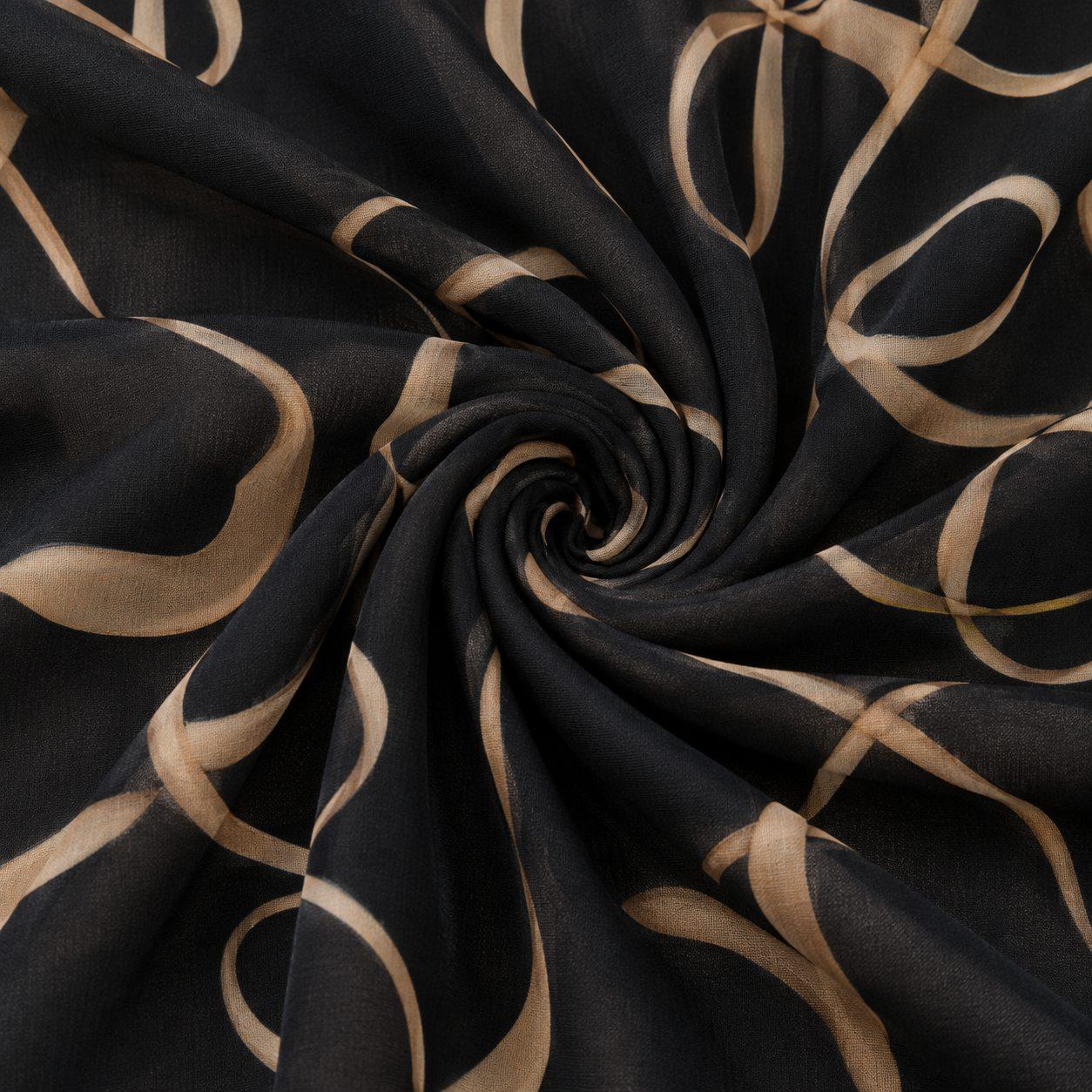 Black Abstract Print Midi Dress – Relaxed Fit Short Sleeve Summer Dress
