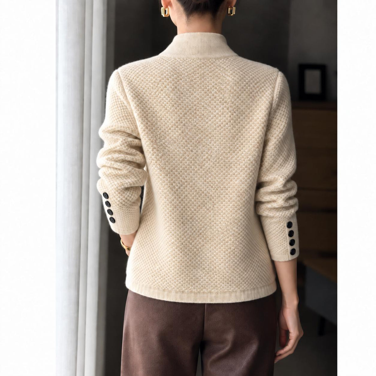 Women's Textured Button Knit Cardigan