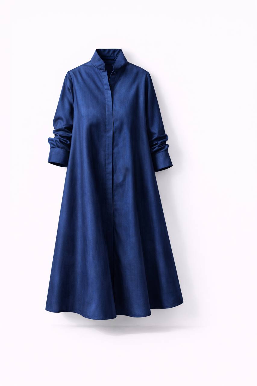 Long Sleeve Shirt Dress – Collared Button Front Midi Dress with Pockets