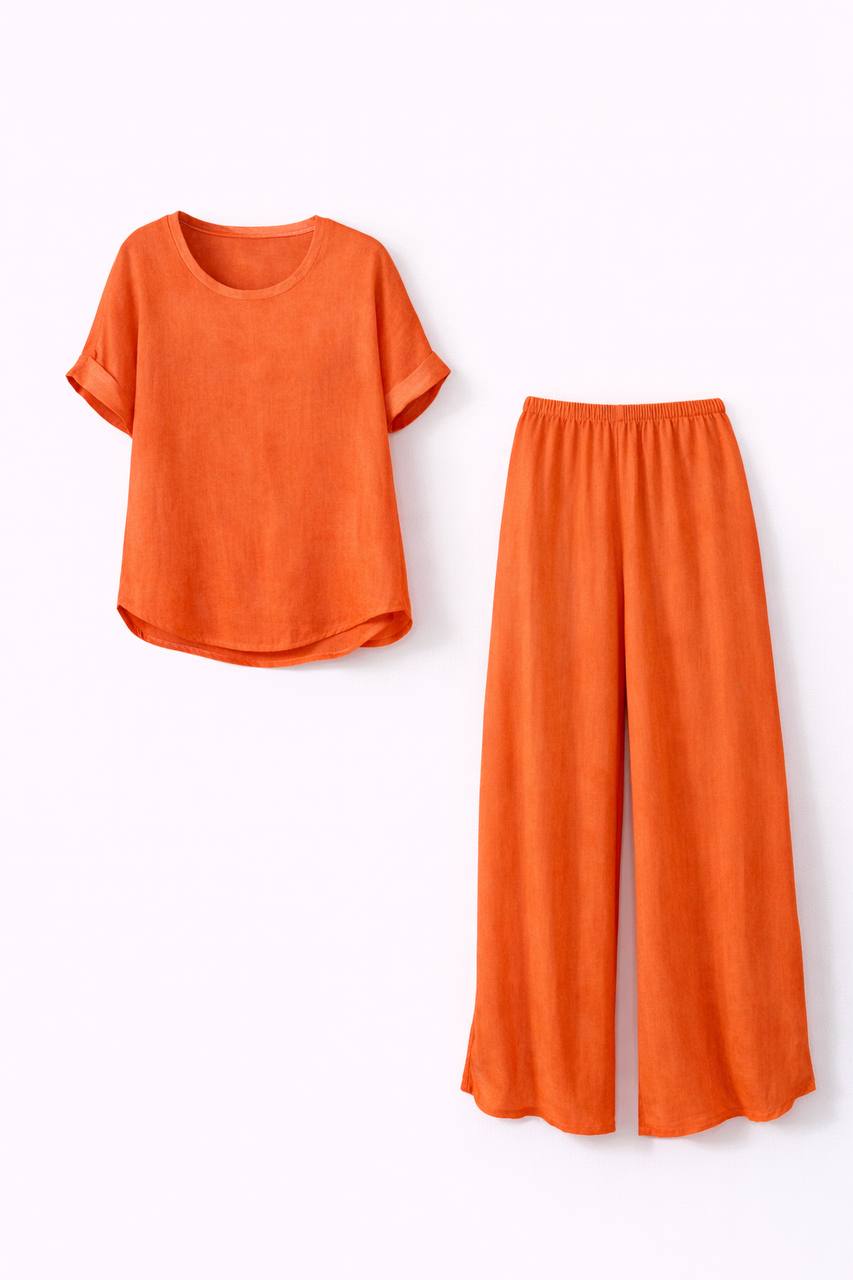 Lightweight Set – Short Sleeve Relaxed Top & Wide Leg Trousers