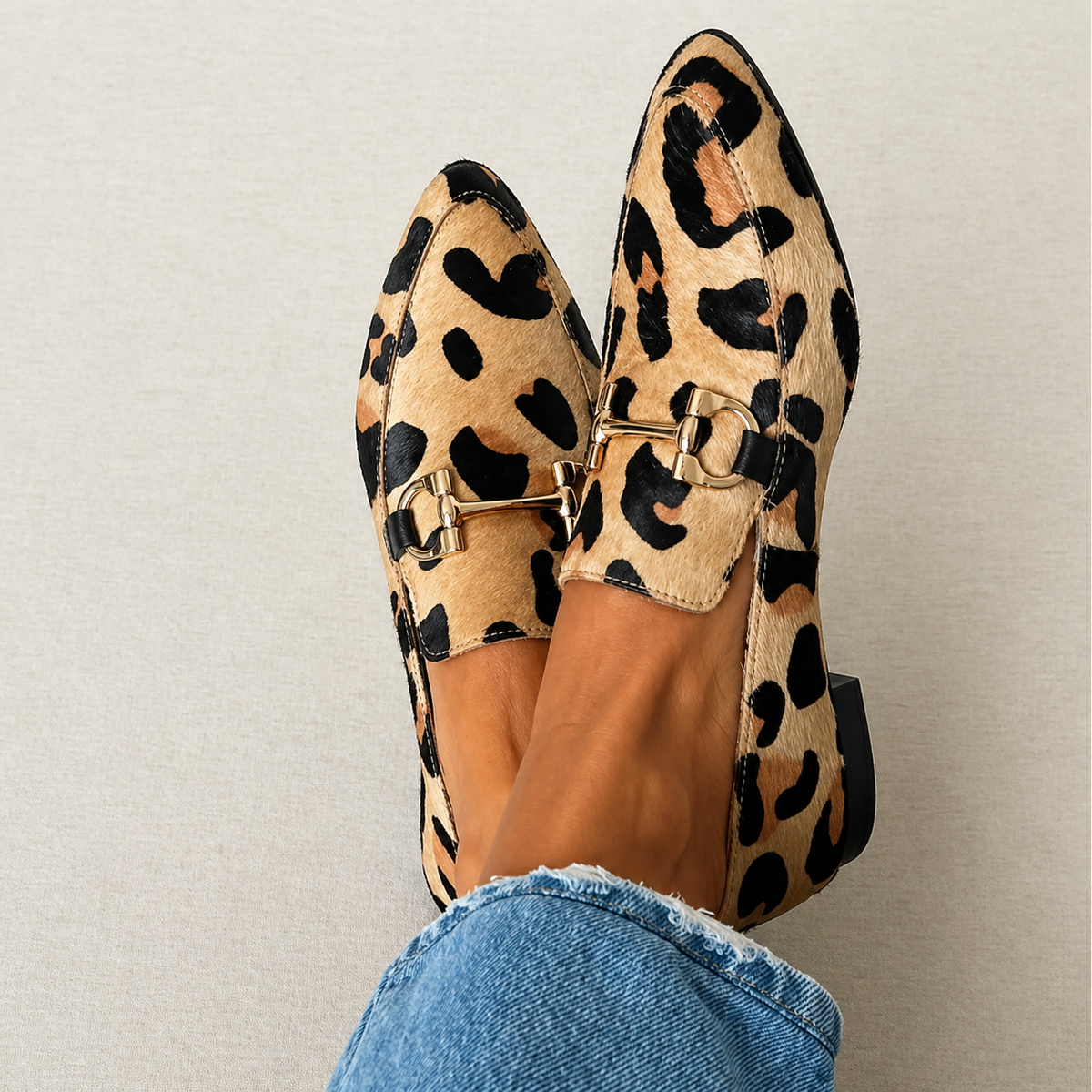 Women's Leopard Print Flat Loafers