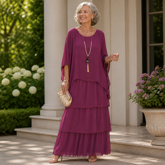 Women's Tiered Chiffon Loose Fit Long Dress