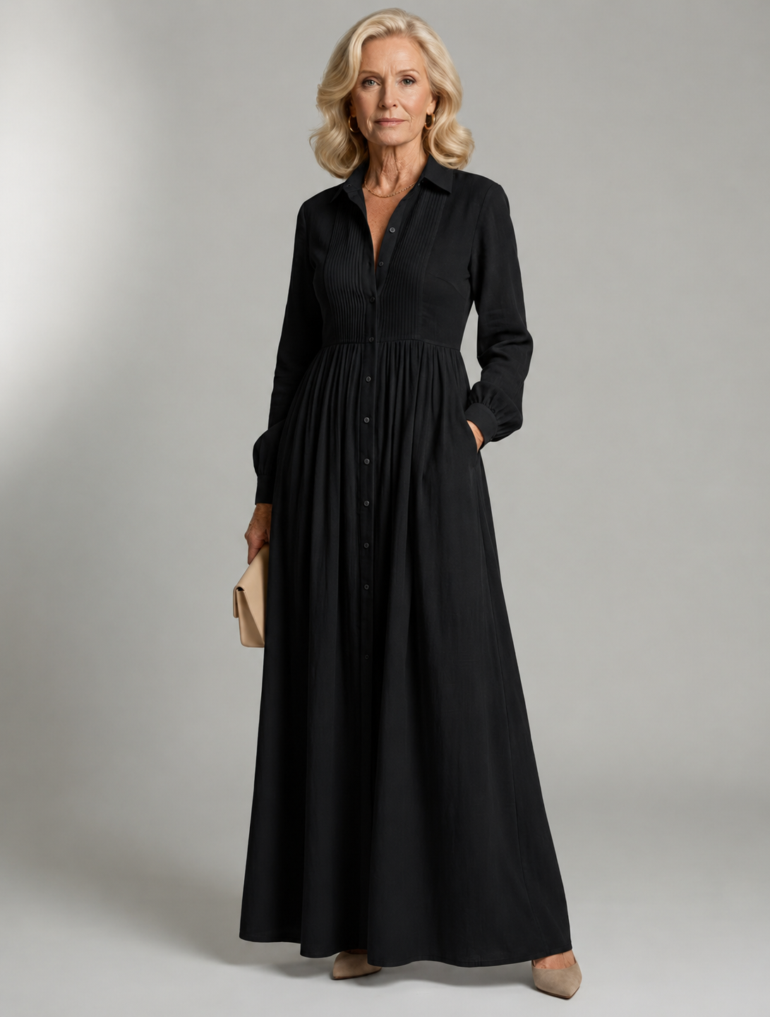 Shirt Maxi Dress – Long Sleeve Dress with Pockets