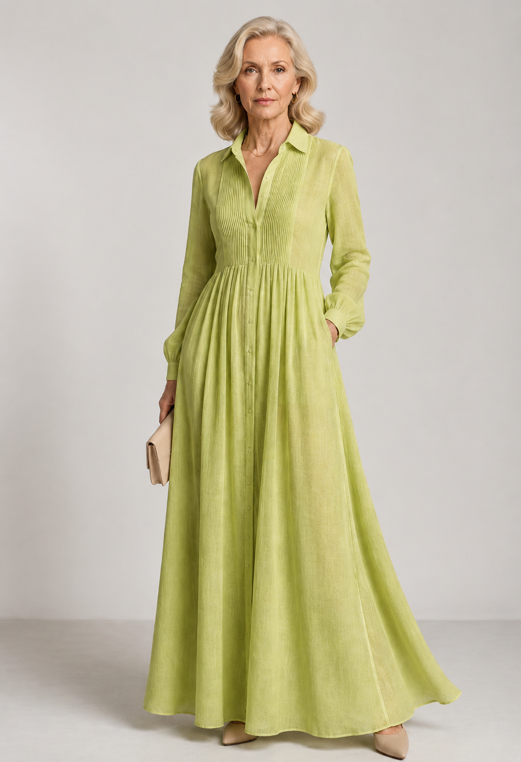 Shirt Maxi Dress – Long Sleeve Dress with Pockets