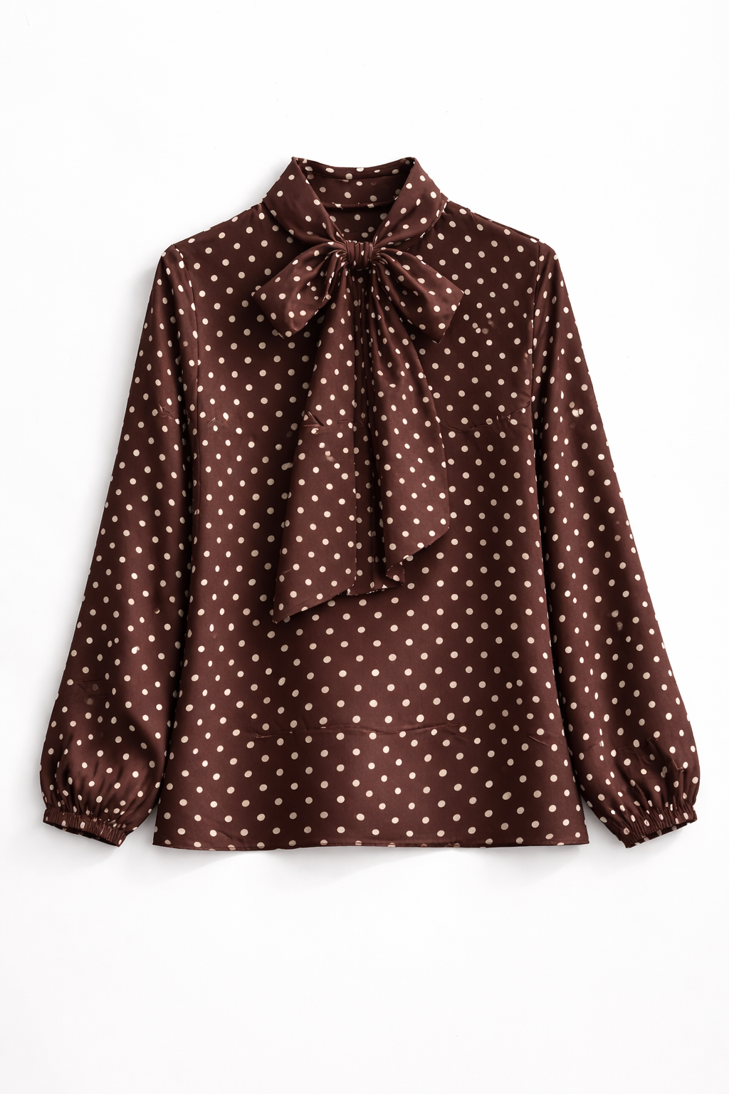 Polka Dot Bow Blouse – Long Sleeve Elegant Shirt