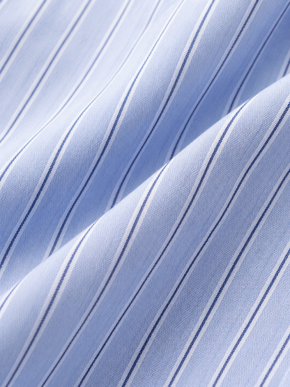 Striped Button Down Blouse – Short Sleeve Smocked Waist