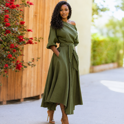 Women's Off Shoulder Flow Maxi Dress
