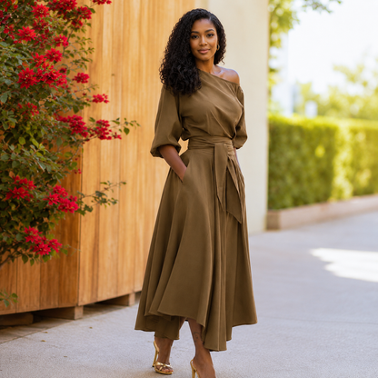 Women's Off Shoulder Flow Maxi Dress