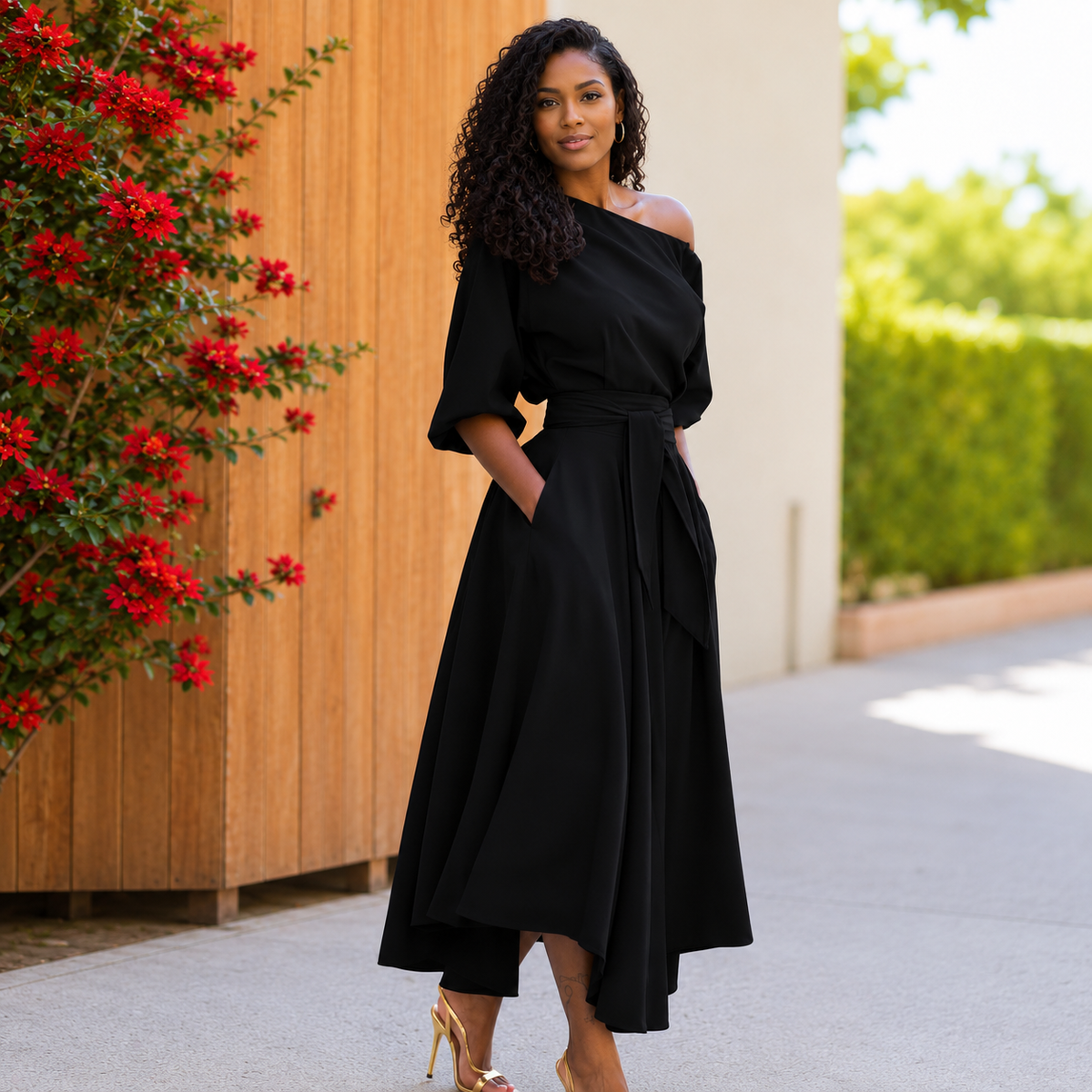 Women's Off Shoulder Flow Maxi Dress