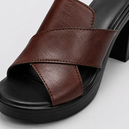 Women's Open-Toe Block Heel Mules