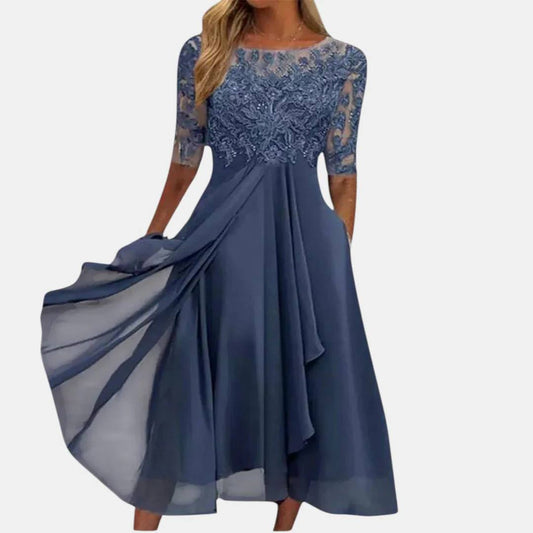 Women's Lace Chiffon Midi Dress