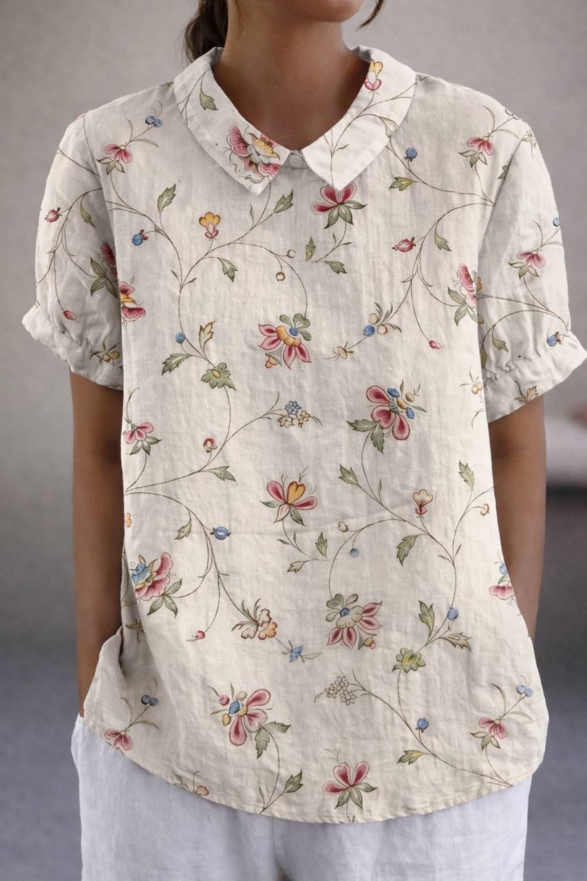 Women's Floral Print Peter Pan Collar Shirt