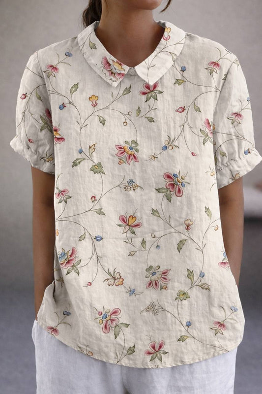 Women's Floral Print Peter Pan Collar Shirt