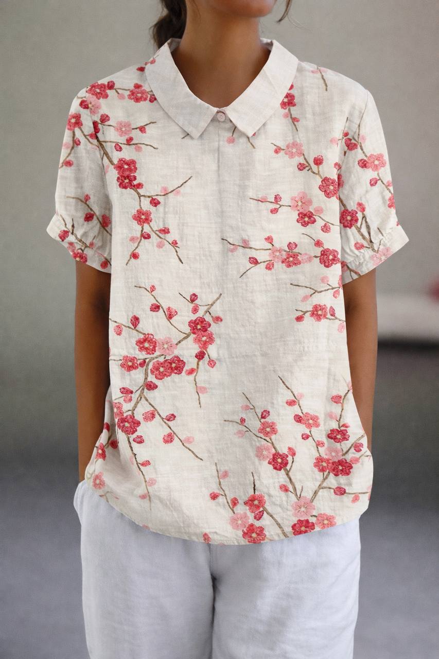 Women's Floral Print Peter Pan Collar Shirt