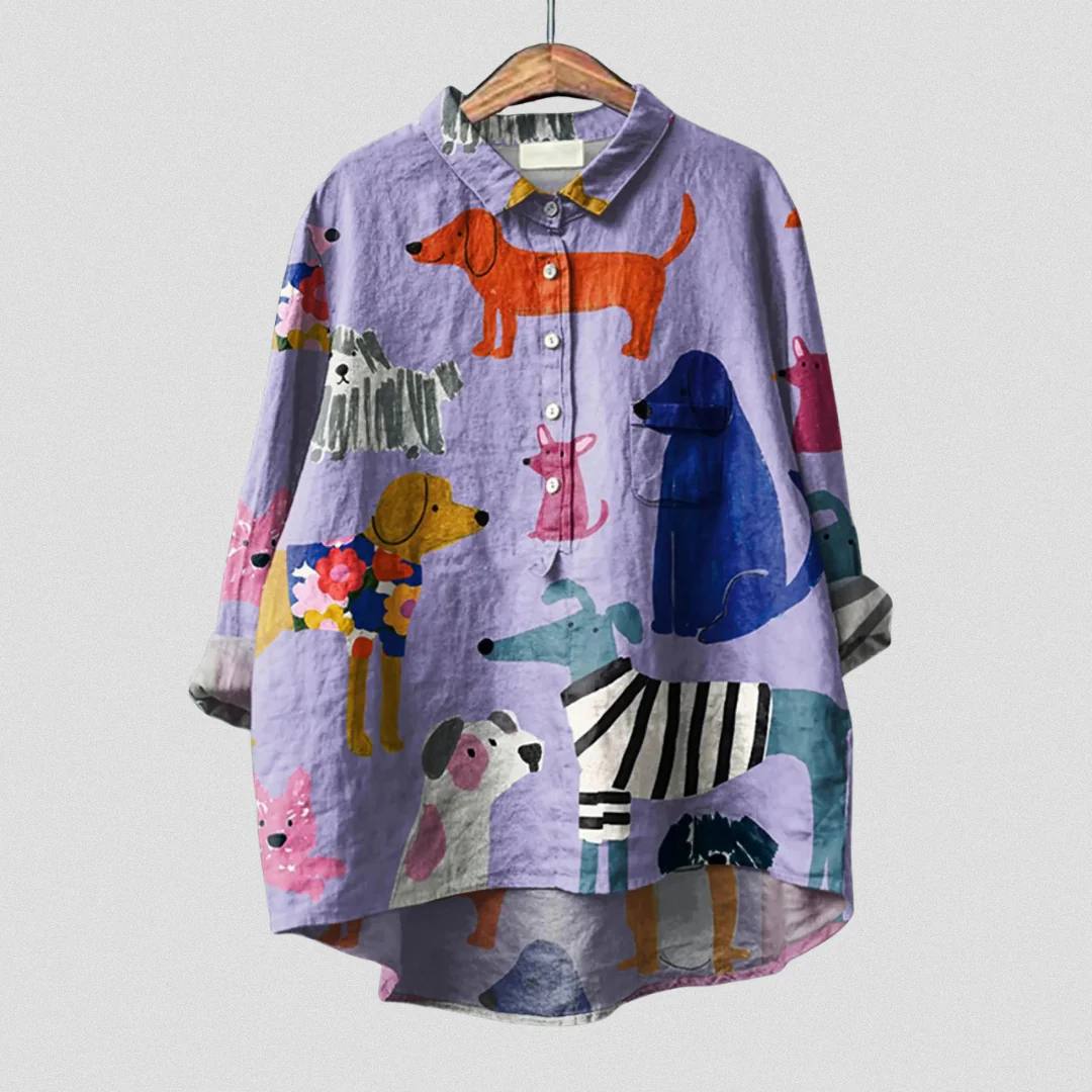 Women's Oversized Linen Long Sleeve Shirt