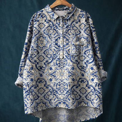 Women's Oversized Linen Long Sleeve Shirt