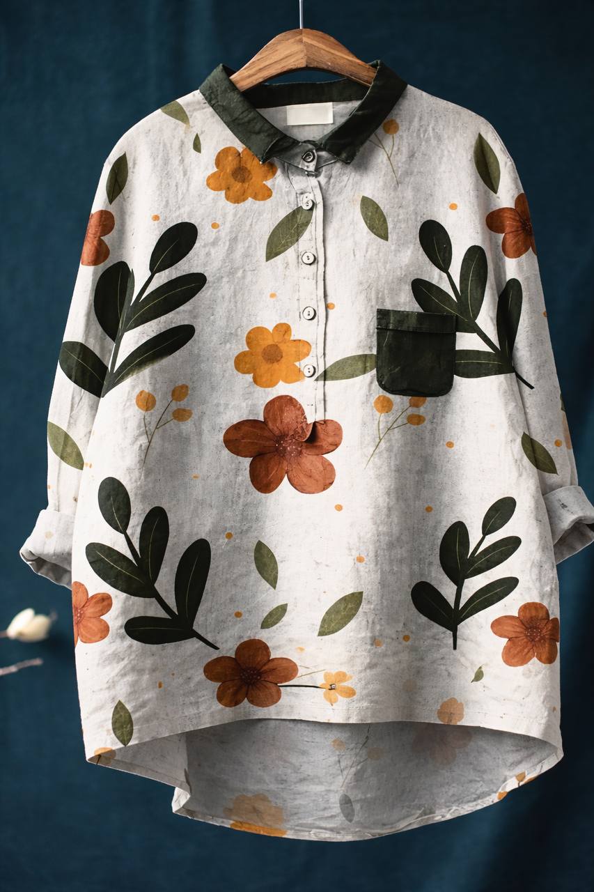 Women's Oversized Linen Long Sleeve Shirt