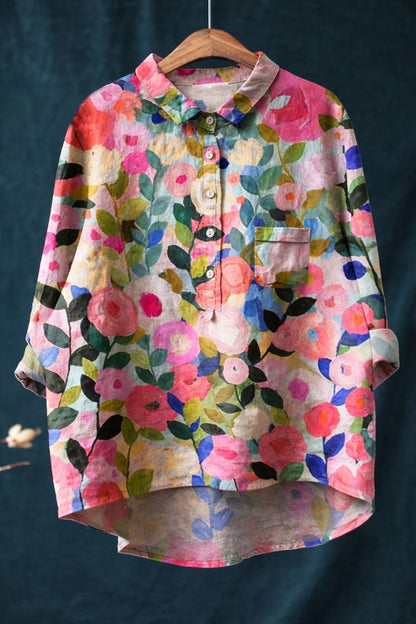 Women's Oversized Linen Long Sleeve Shirt