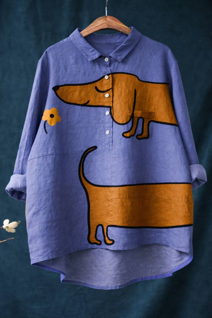 Women's Oversized Linen Long Sleeve Shirt