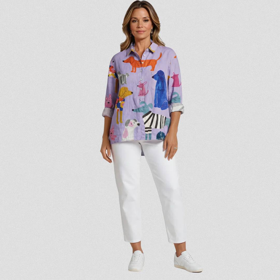 Women's Oversized Linen Long Sleeve Shirt