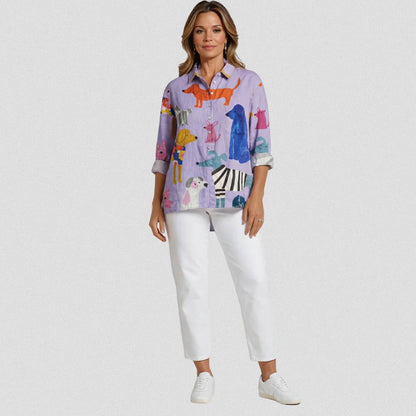Women's Oversized Linen Long Sleeve Shirt