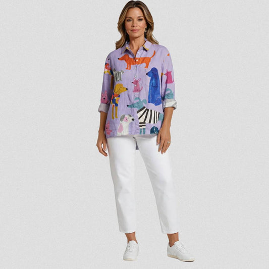 Women's Oversized Linen Long Sleeve Shirt