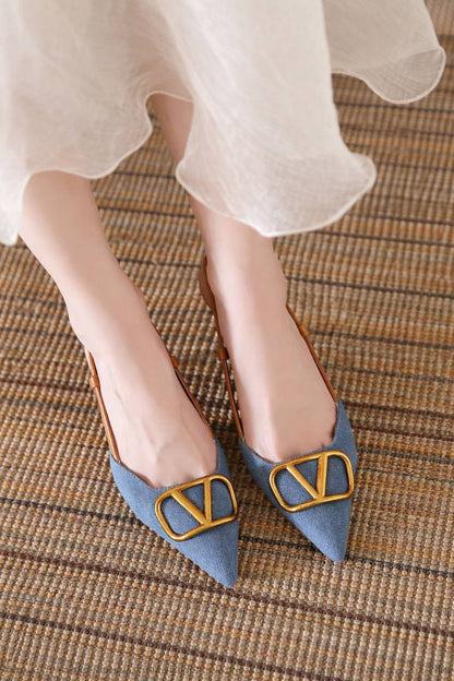 Women's Pointed Toe Slingback Heels