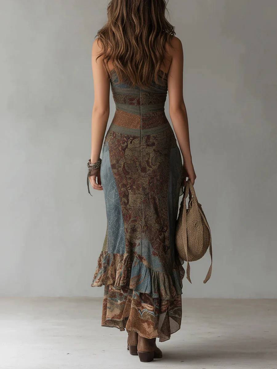Women's Bohemian One Shoulder Asymmetric Dress