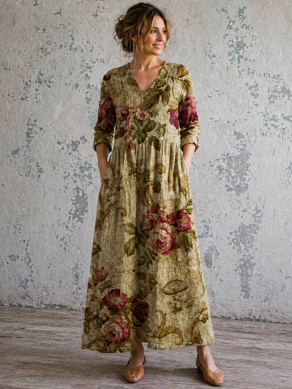 Women's Modest Floral Maxi Dress