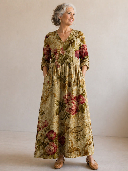 Women's Modest Floral Maxi Dress