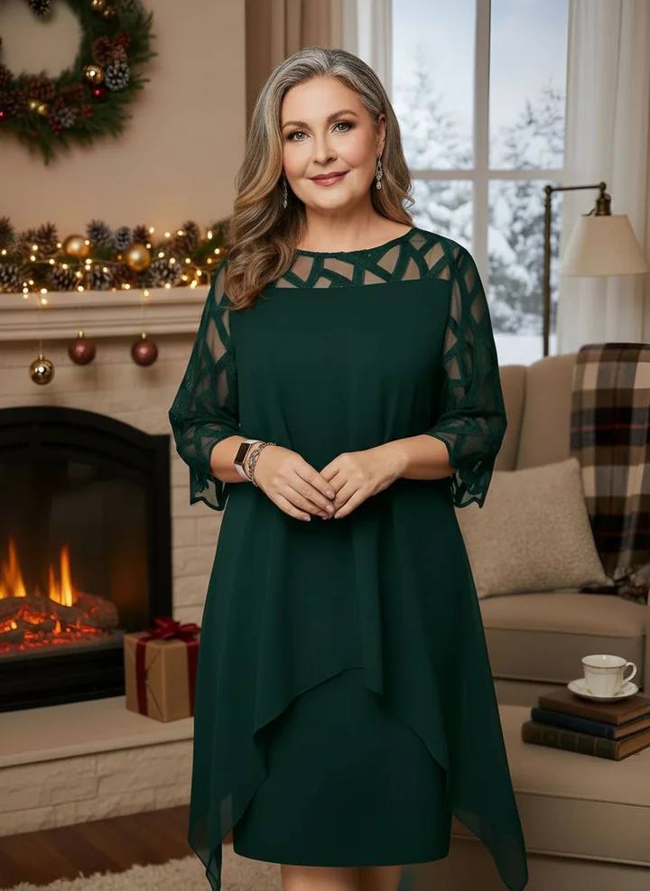 Women's Elegant Chiffon Overlay Cocktail Dress