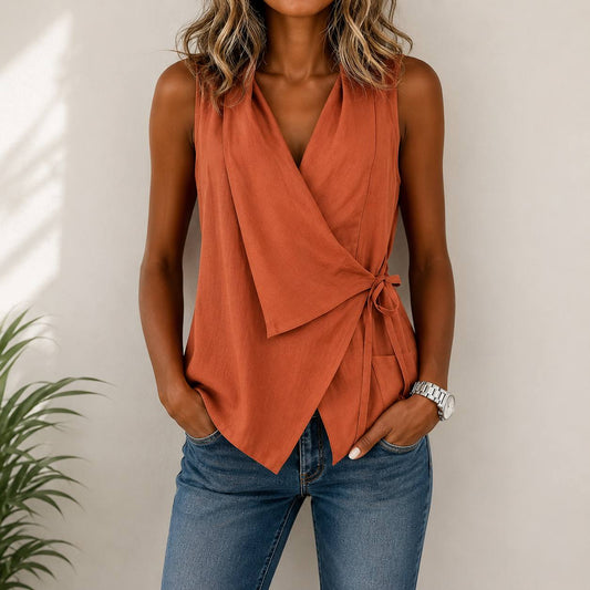Women's Sleeveless Wrap Tie Top
