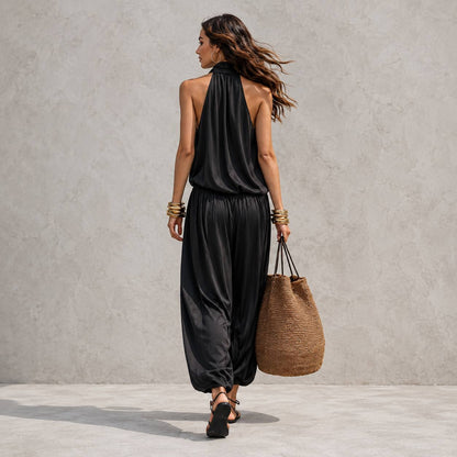 Women's Sleeveless Drape Top & Harem Pants Set