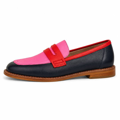 Women's Colour Block Leather Loafers