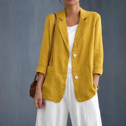 Women's Cotton Relaxed Single Button Blazer