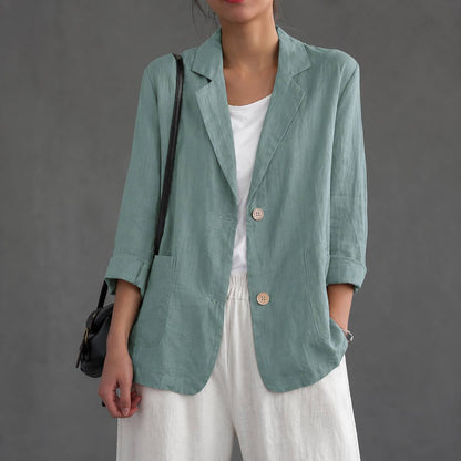 Women's Cotton Relaxed Single Button Blazer