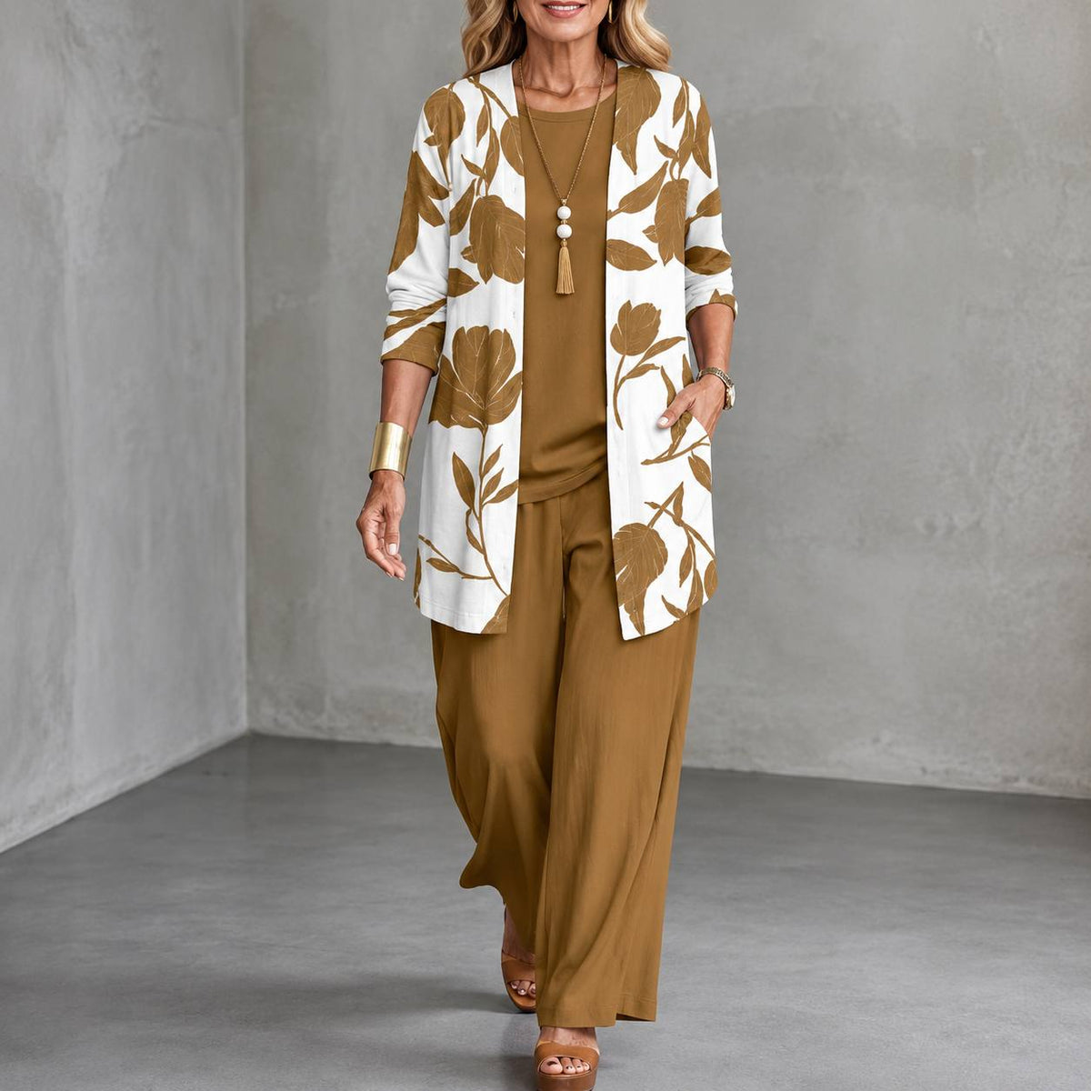 Women's 3-Piece Floral Cardigan Lounge Set