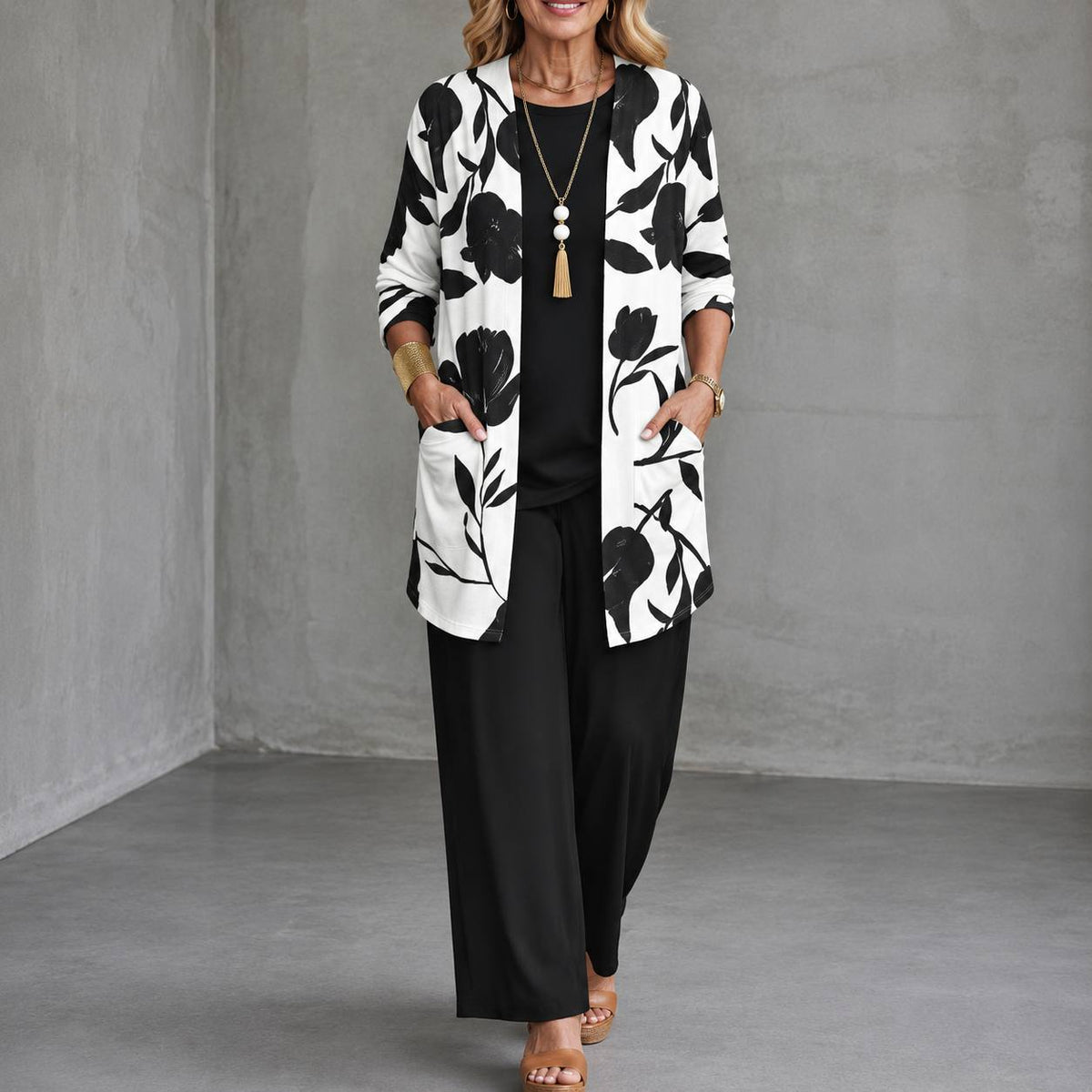 Women's 3-Piece Floral Cardigan Lounge Set