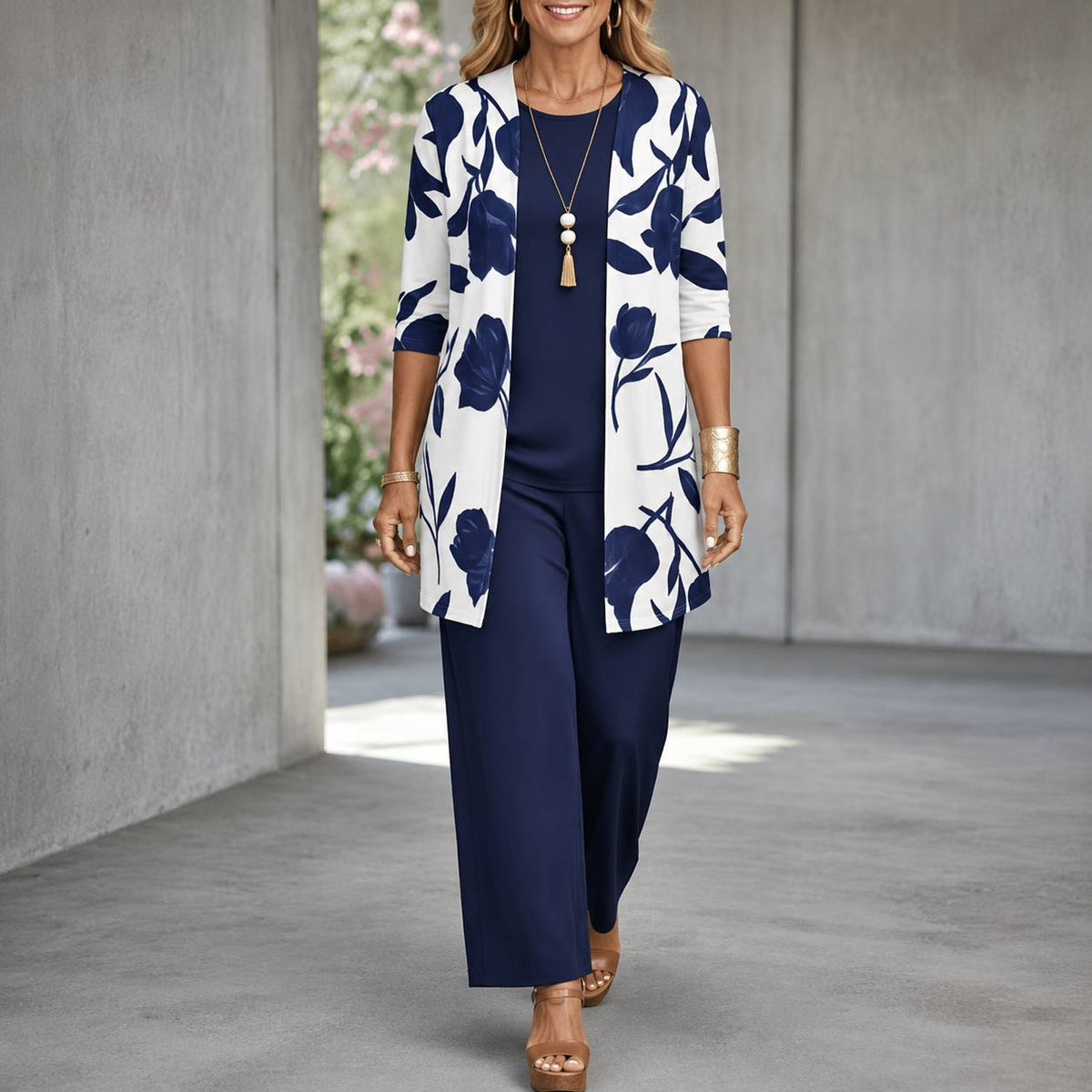 Women's 3-Piece Floral Cardigan Lounge Set