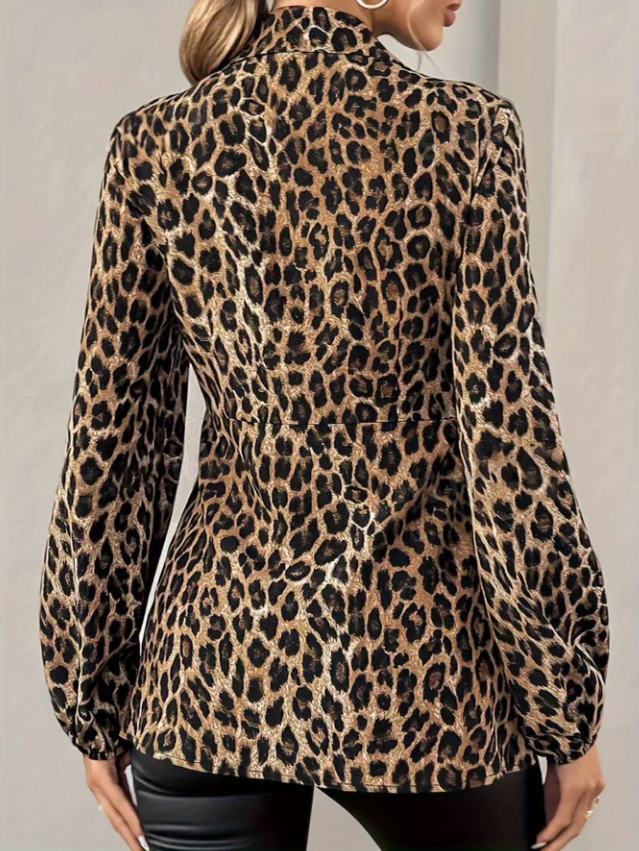 Women's Leopard Print Twist Front Blouse