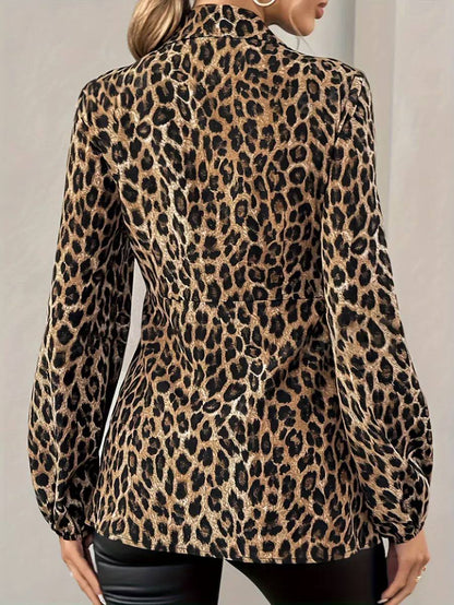 Women's Leopard Print Twist Front Blouse