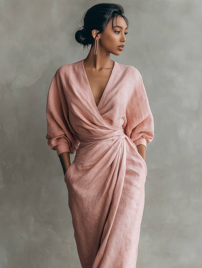 Women's Ruched Wrap Maxi Dress
